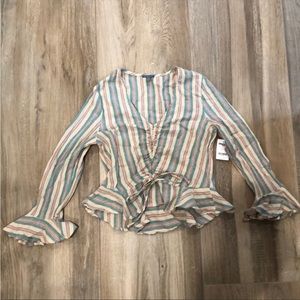 Striped Long Sleeve Crop Top